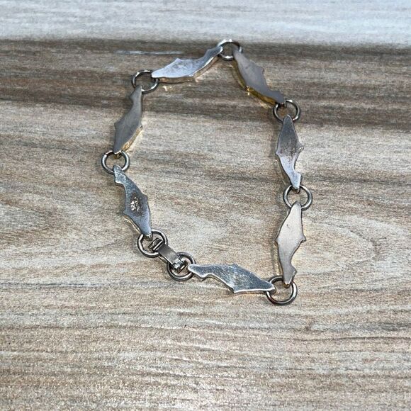 Vintage Solid 925 Sterling Dolphin Tennis Bracelet 7.5” - Picture 5 of 8